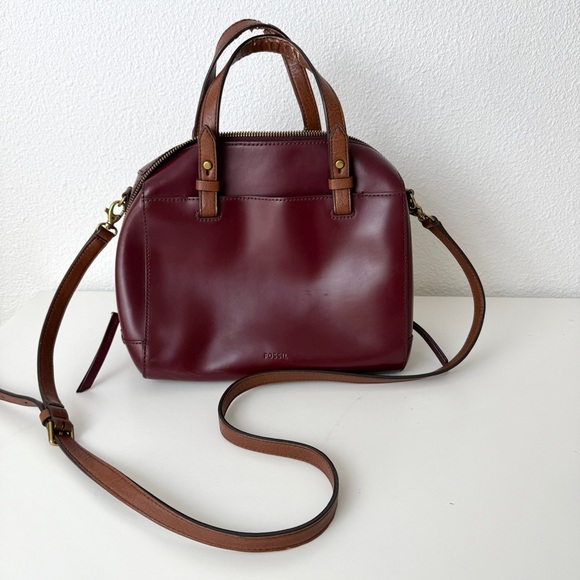 Fossil Rachel Cow Hide Leather Satchel Crossbody Bag Purse FLAW - Picture 1 of 16